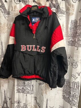 STARTER Black Jacket with Red Lining and NBA Patch